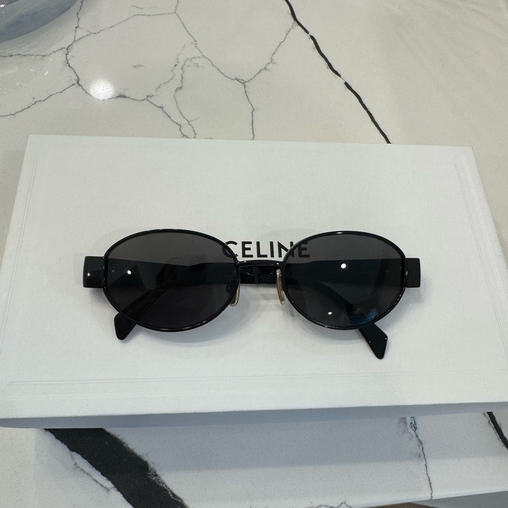 Celine TRIOMPHE METAL SUNGLASSES IN BLACK / SMOKE